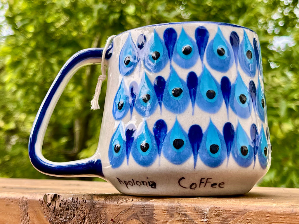 Handmade Ceramic Lemon Coffee Mug with Blue and Gold Details - Unique 10oz  Hand Thrown Pottery Mug – Enjoy Ceramic Art